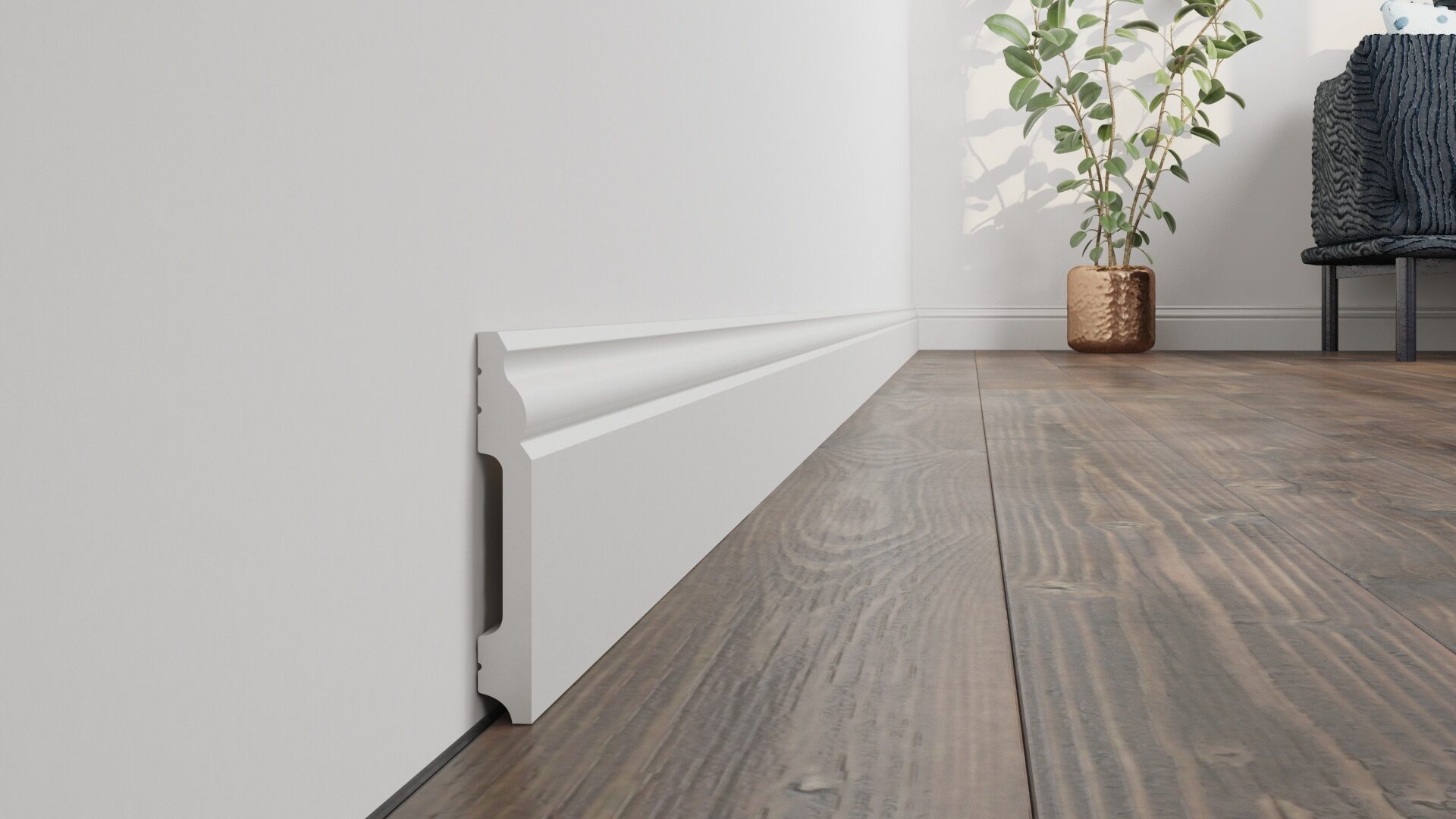 Biała listwa przypodłogowa z twardego poliuretanu LP4 10cm - obrazek 5